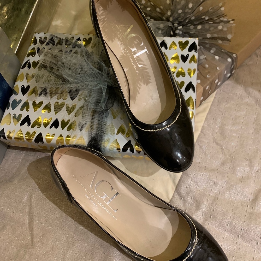 AGL Black Patent Leather Heels